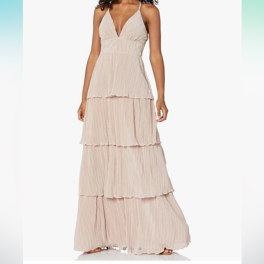 NWOT Speechless Show Me Your Mumu Inspired Mauve Metallic Tiered Dress size 13